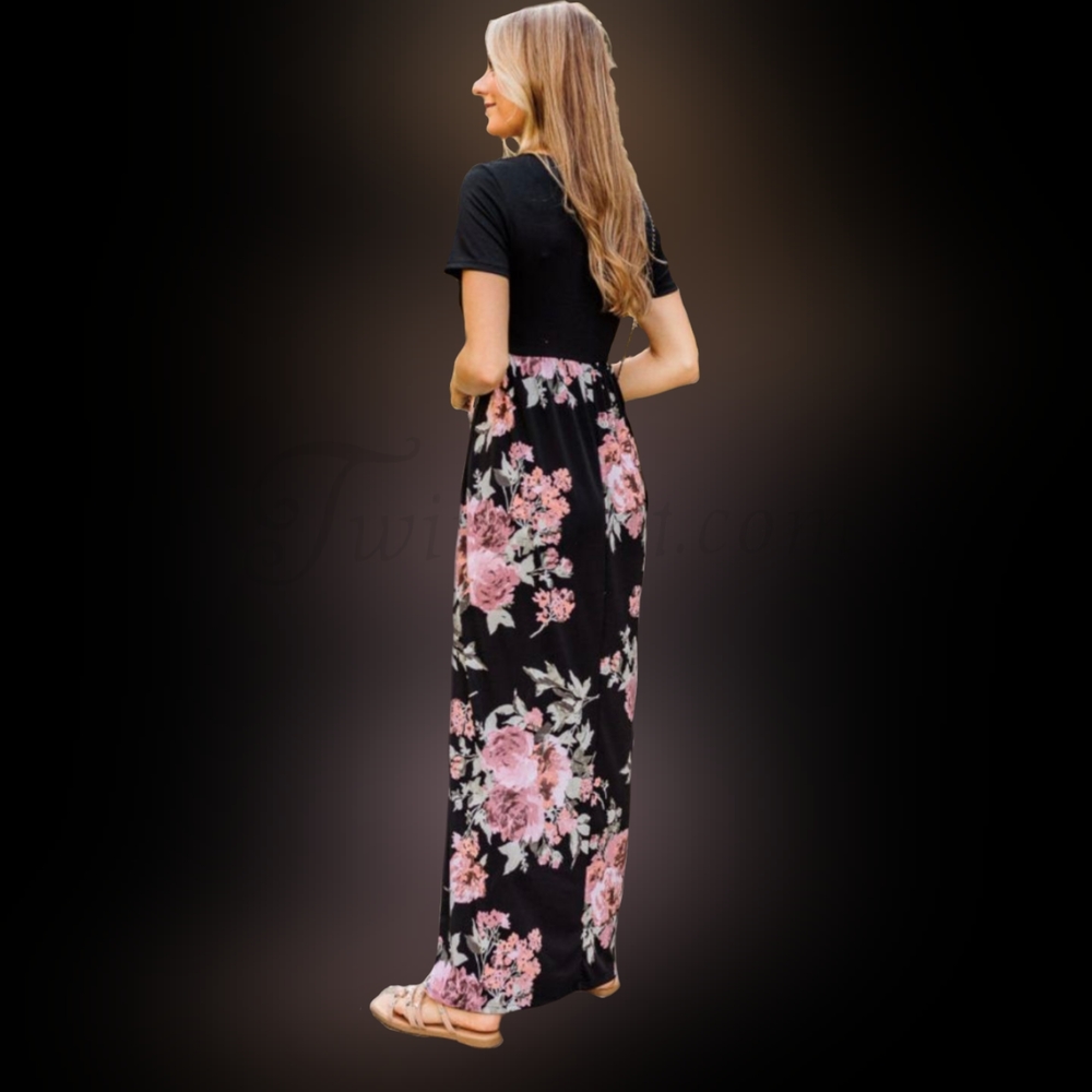 Nightingale: Black Floral Maxi Dress - Picture 2 of 3